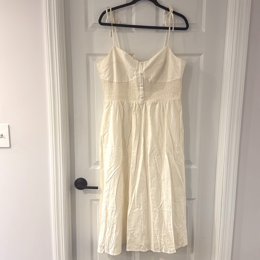 GAP Cotton Cream/Beige Midi Dress with Pockets